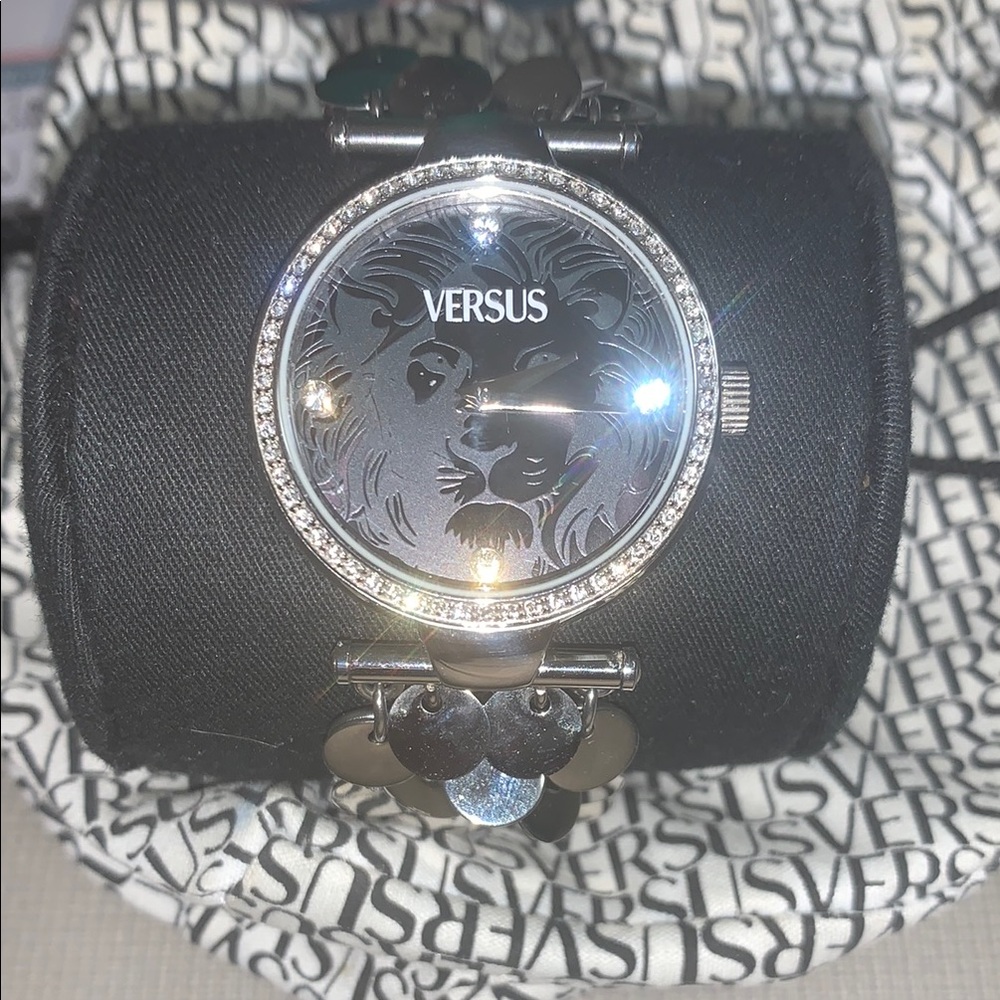 Women's Black and Silver Watch Versus by Versace